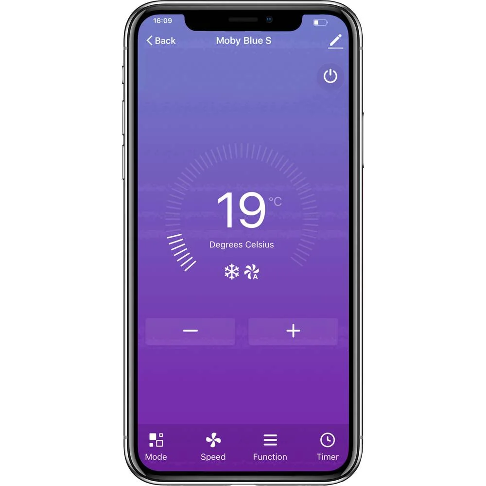 Aplikacja do klimatyzatora przenośnego Moby Blue S 1111T