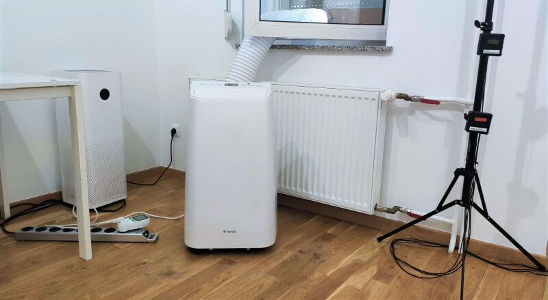 Klimatyzator przenośny z zamontowaną rurą Fersk Vind test nachlodno.pl