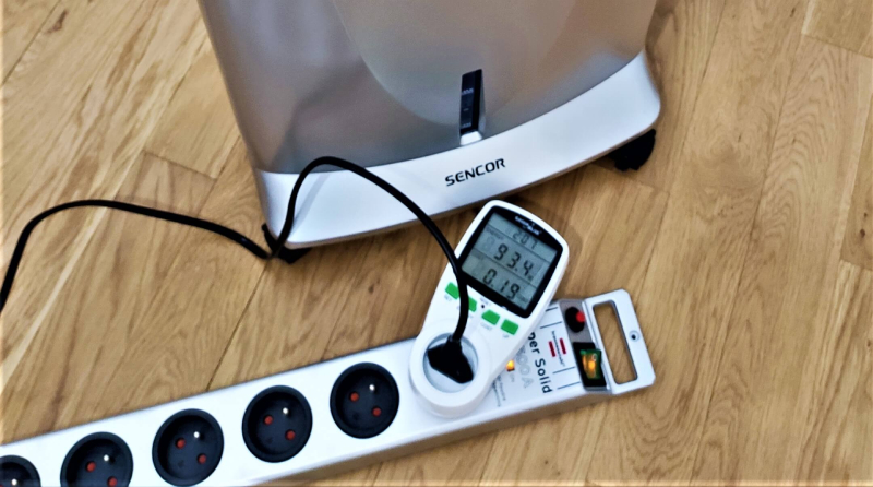 Odczyt watomierza dla klimatora Sencor SFN 9011SL test nachlodno.pl