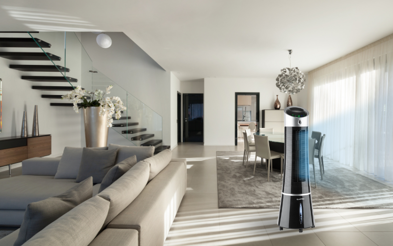 Klimator Klarstein skyscraper w salonie