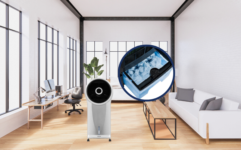 Klimator SENCOR SFN 9011SL w salonie