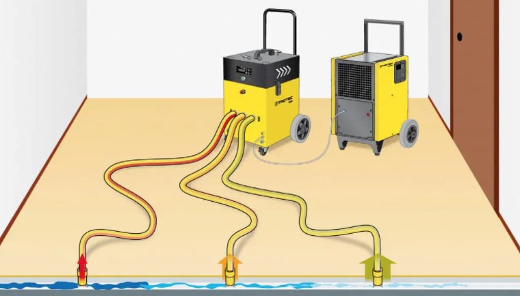 Osuszanie posadzki po zalaniu mieszkania