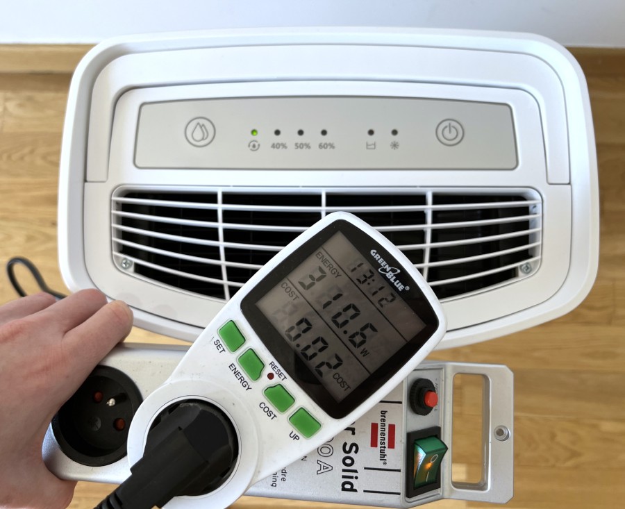 Pomiar poboru prądu osuszacz powietrza Blyss 25